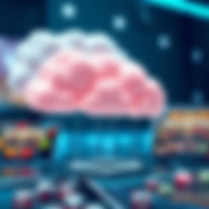 Abstract representation of cloud computing technology connecting multiple devices for seamless online gaming experience