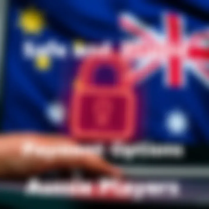 Secure online transaction with digital padlock symbol and Australian flag background