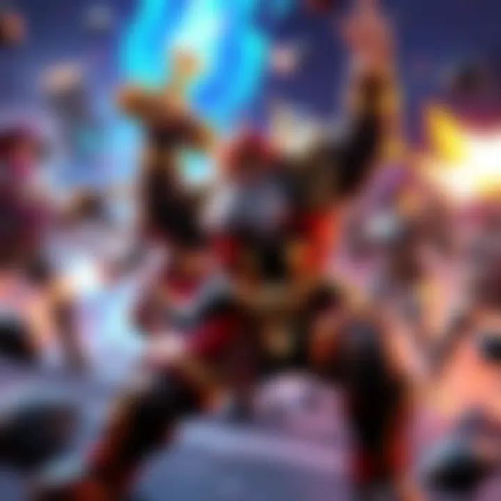 Dynamic battle scene from Rocketplay Smite showcasing diverse characters and vibrant effects in action-packed gameplay