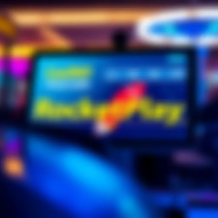 Digital screen showing RocketPlay Casino promo code input on a gaming platform