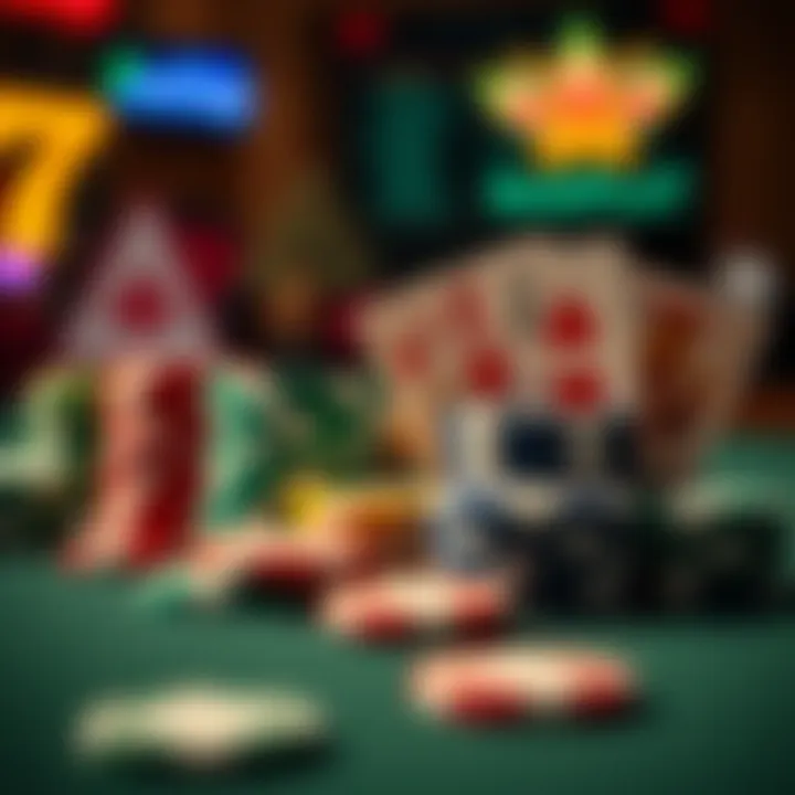 Colorful casino chips and playing cards representing bonus rewards at RocketPlay Casino