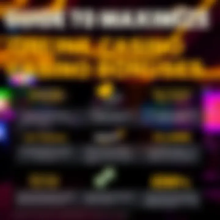 Graphic showing key terms and tips for maximizing online casino bonuses