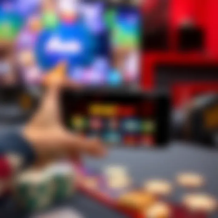 Mobile device displaying Rocket Play Casino app interface with vibrant gaming icons