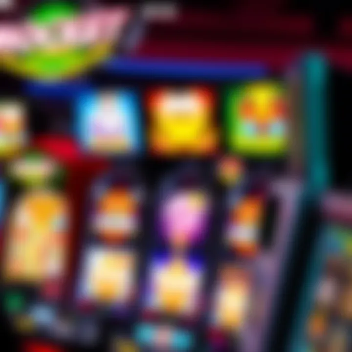 Colorful online casino game interface with slot machine reels and vibrant symbols