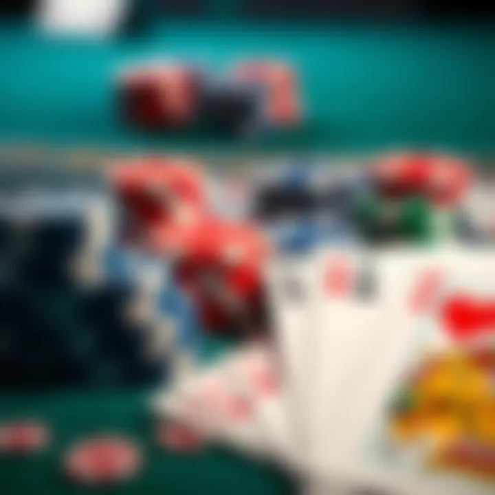 Colorful casino chips and playing cards illustrating bonus types at Rocket Play