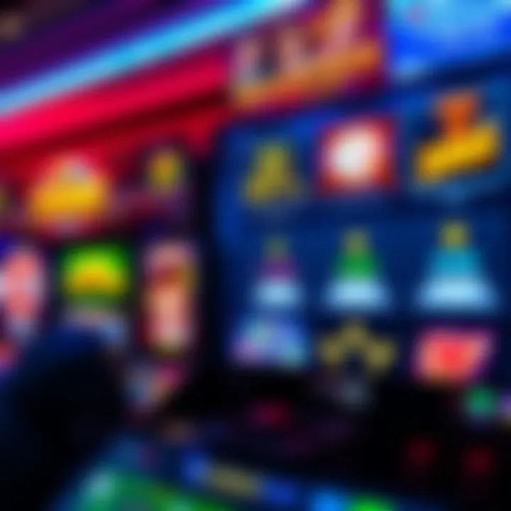 Assorted casino games displayed on a digital screen with player feedback icons