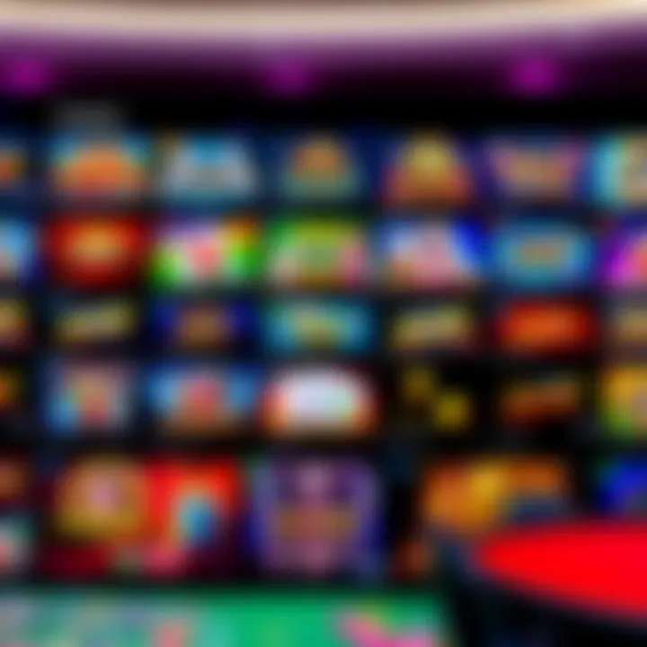 Display of various casino games on a digital platform showcasing slots and table games