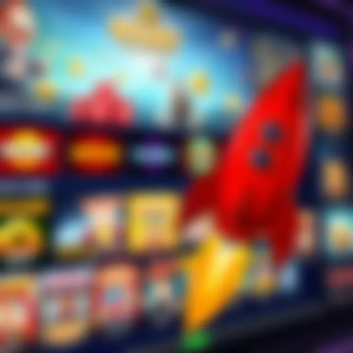 User interface of Rocket Play Casino showcasing diverse slot games and vibrant colors