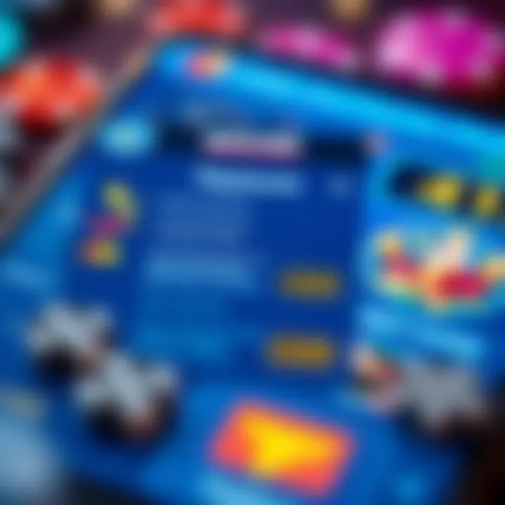 Secure payment options and user interface elements on a mobile casino app