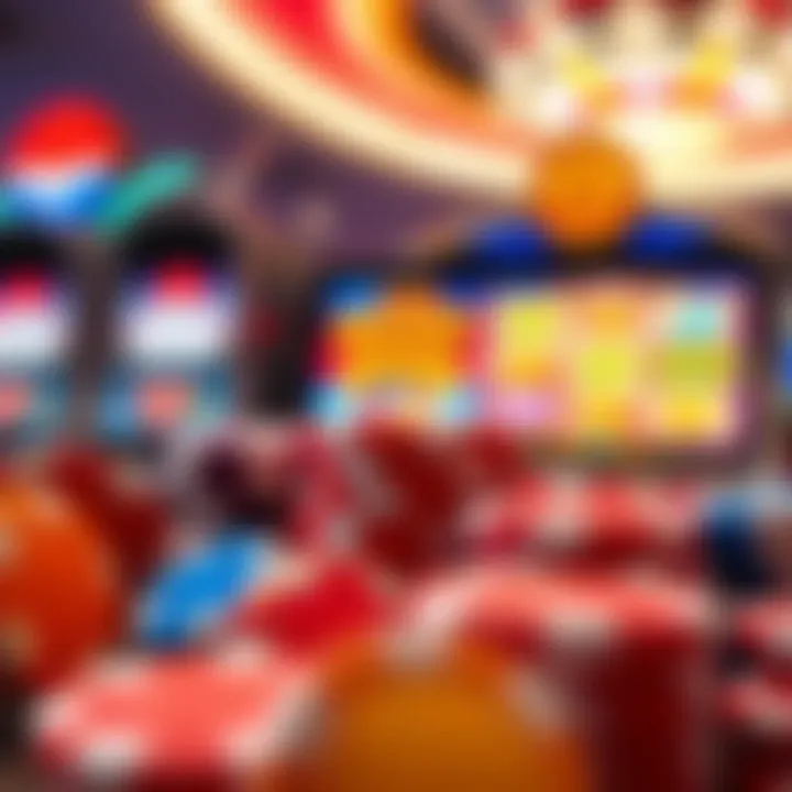 Colorful casino chips and slot machine icons representing various promotional offers at Rocket Play Casino