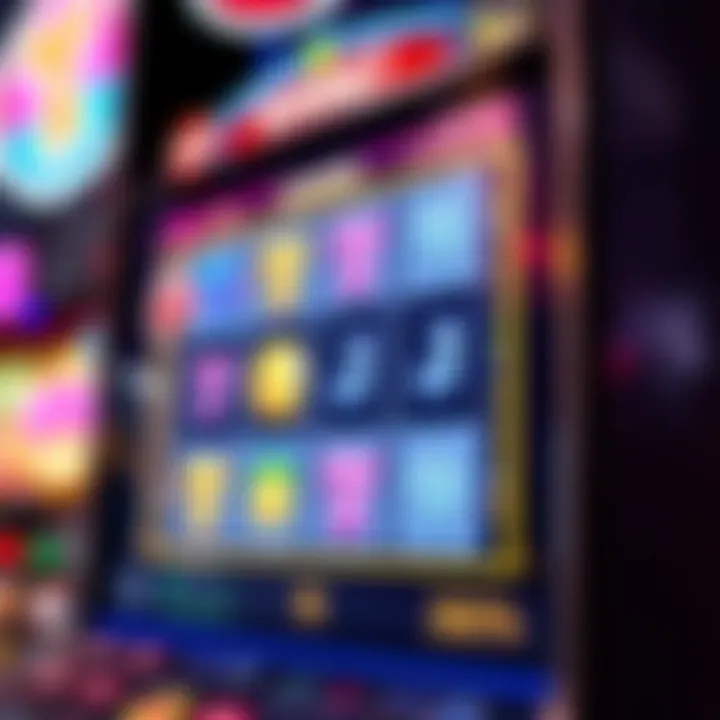 Digital slot machine interface displaying a winning combination with bright symbols