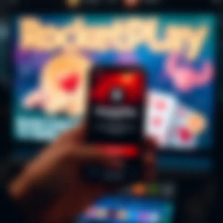 Mobile device displaying RocketPlay app download page with clear download button