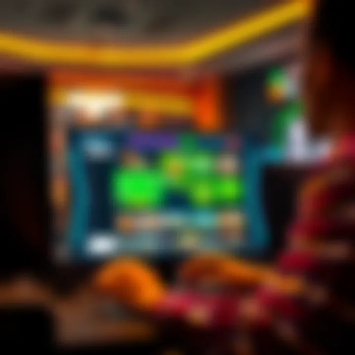 User engaging with an interactive online gaming platform on a desktop computer