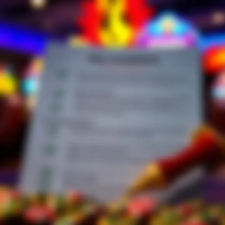Creative depiction of a checklist highlighting terms and conditions for online gaming promotions
