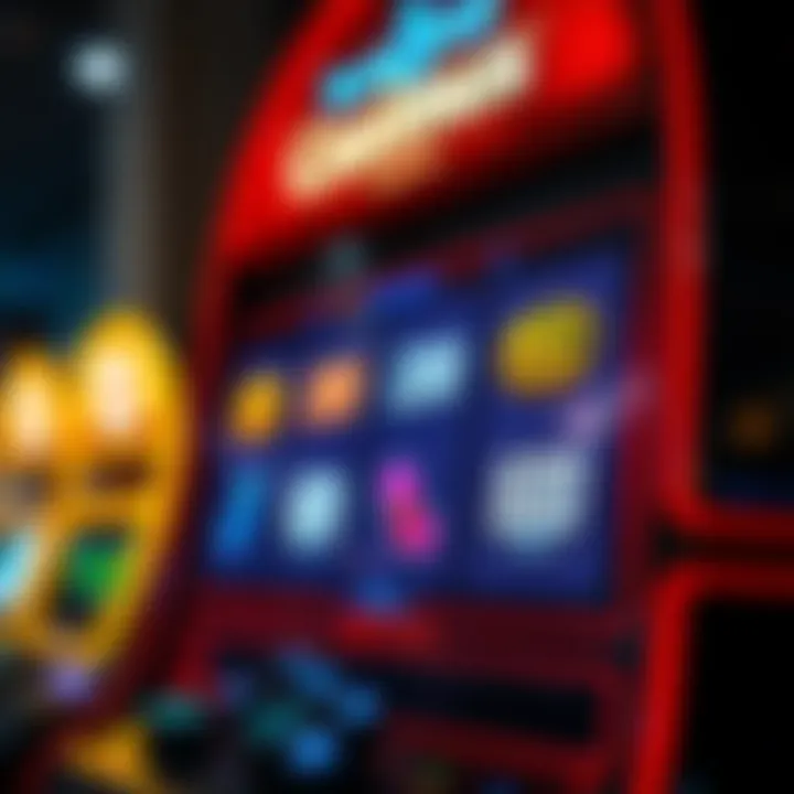 Illustration of a digital slot machine with bonus code symbols glowing on the screen