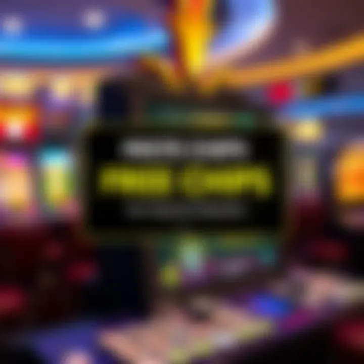 Digital casino interface displaying free chip bonus notification
