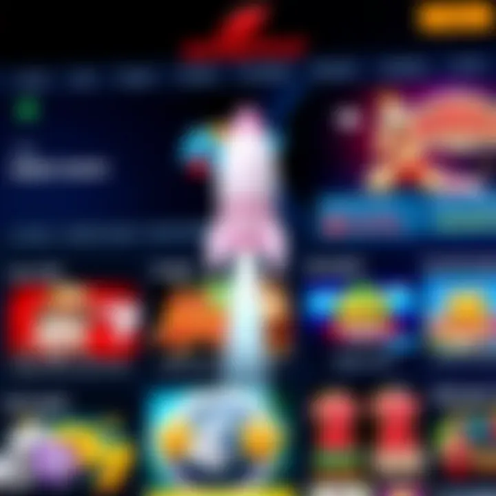 RocketPlay Casino website interface showcasing various slot games and navigation menu