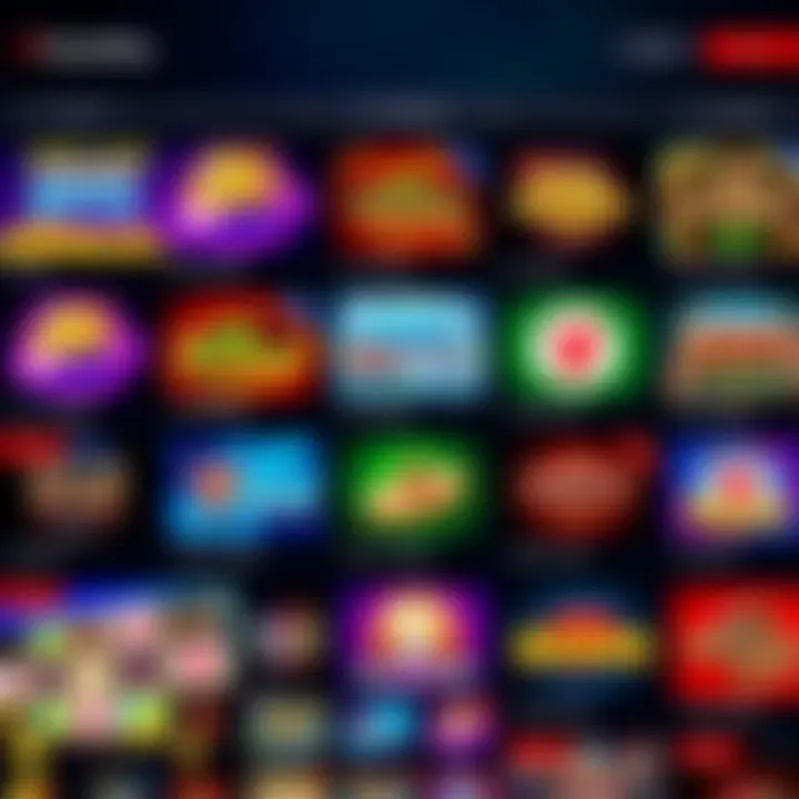 Colorful online casino interface displaying diverse slot games and live dealer options