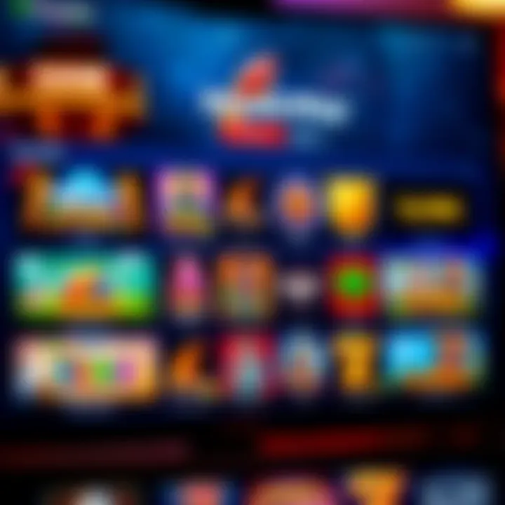 User interface of RocketPlay Casino showcasing a variety of slot and table games on a digital screen