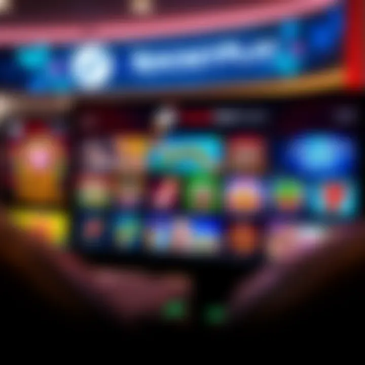 Variety of online casino games displayed on a digital screen