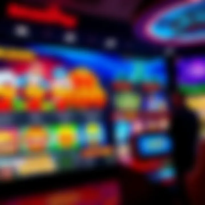 Colorful online casino interface with various slot games and live dealer options