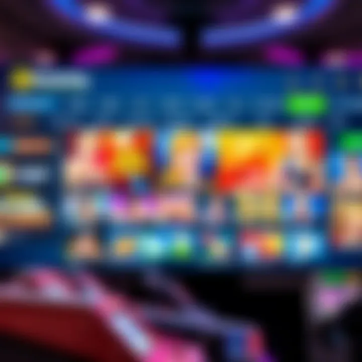 A vibrant online casino interface showcasing diverse slot games and live dealers