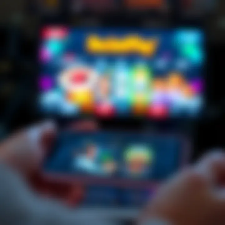 Mobile device displaying a vibrant casino app with easy navigation and payment options