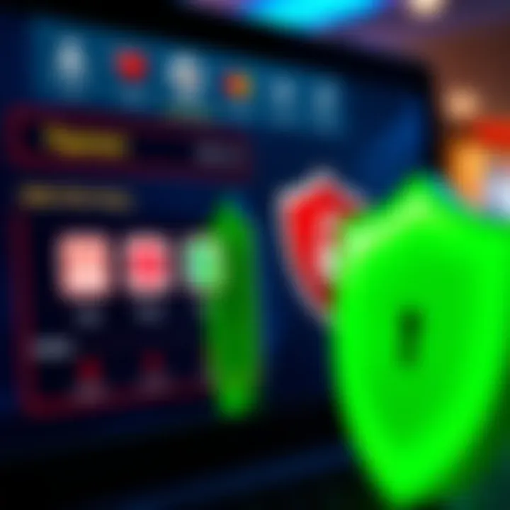 Secure online transaction interface with payment icons and security shield