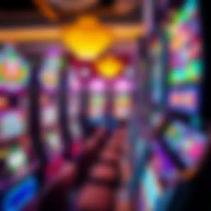 Colorful casino slot machines displaying vibrant symbols and spinning reels