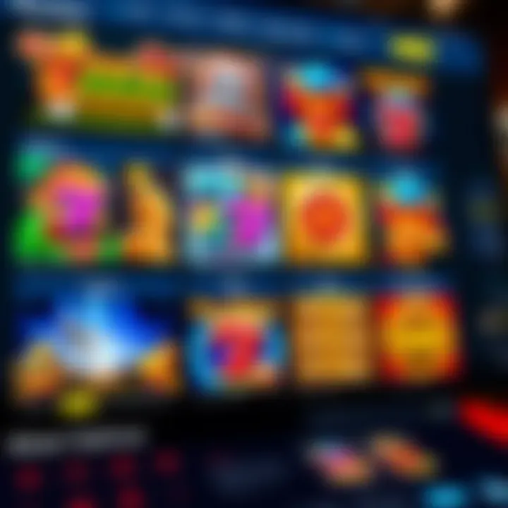 Online casino interface showcasing a variety of slot games with vibrant graphics