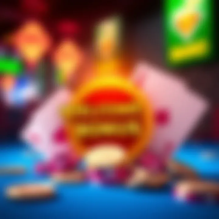 Bright casino welcome bonus symbols with coins and playing cards