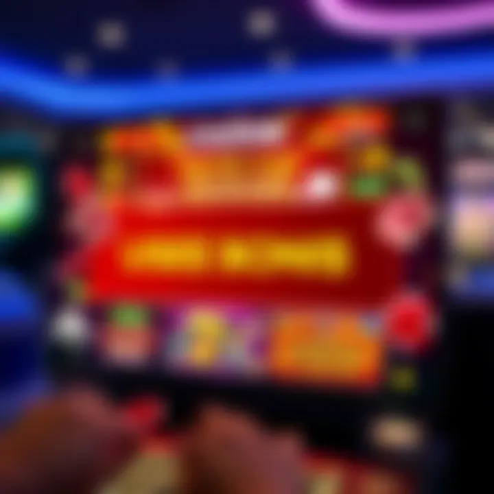 Illustration of a vibrant online casino interface highlighting free chip bonus notification