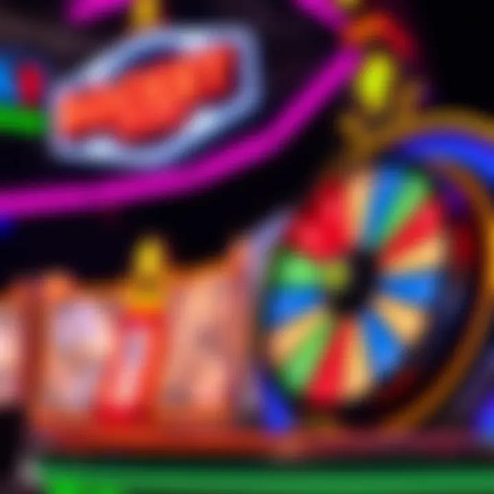 Colorful interactive game show interface with spinning wheel and vibrant graphics