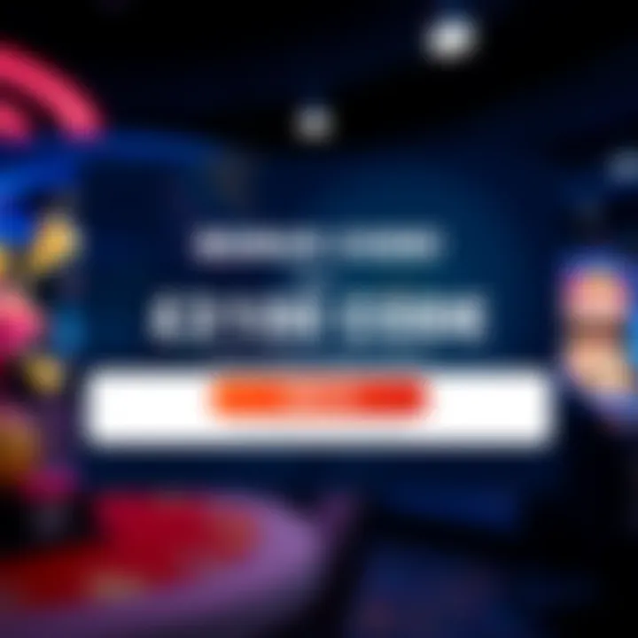 Illustration of a digital gaming interface showcasing bonus code entry for online casino rewards