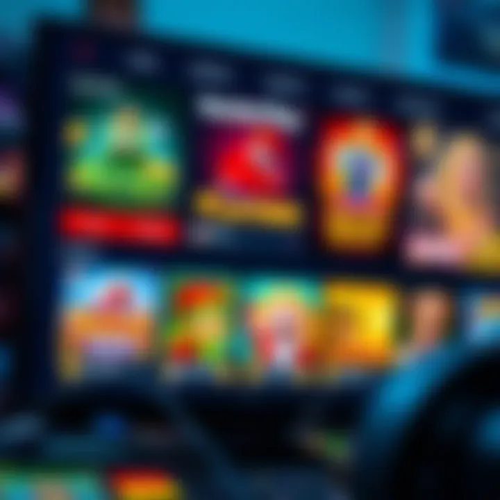 Various online casino games displayed on a digital interface