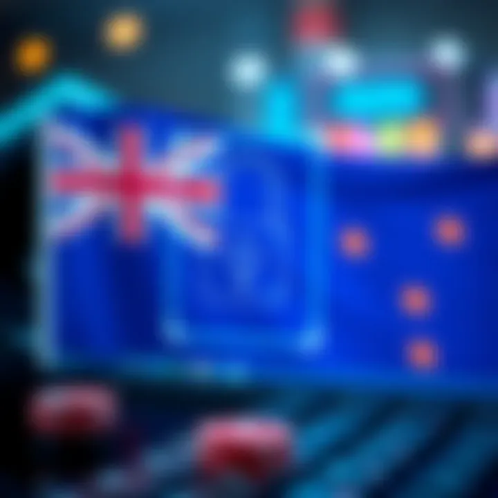 Secure online gambling environment with digital padlock and Australian flag background