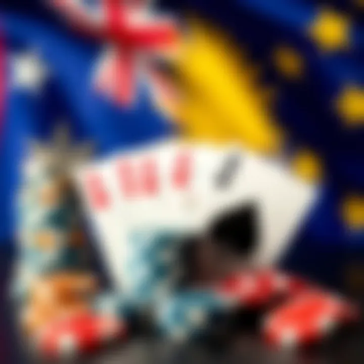 Australian flag backdrop with casino chips and playing cards symbolizing trusted online gaming platforms