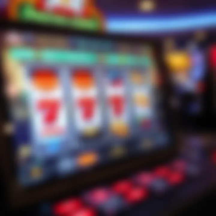 Colorful online pokies game interface with reels and symbols on a digital screen