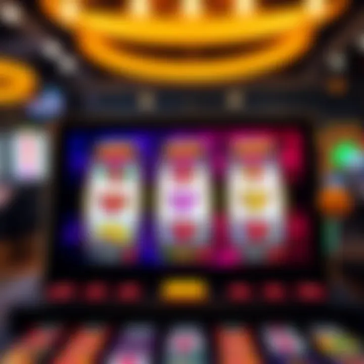 Online pokies game screen with vibrant reels and casino-themed icons