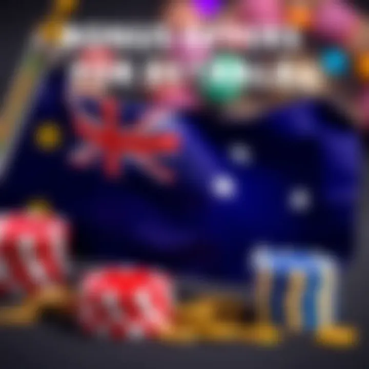Graphic depicting Australian flag alongside symbols of casino chips and coins representing no deposit bonus opportunities