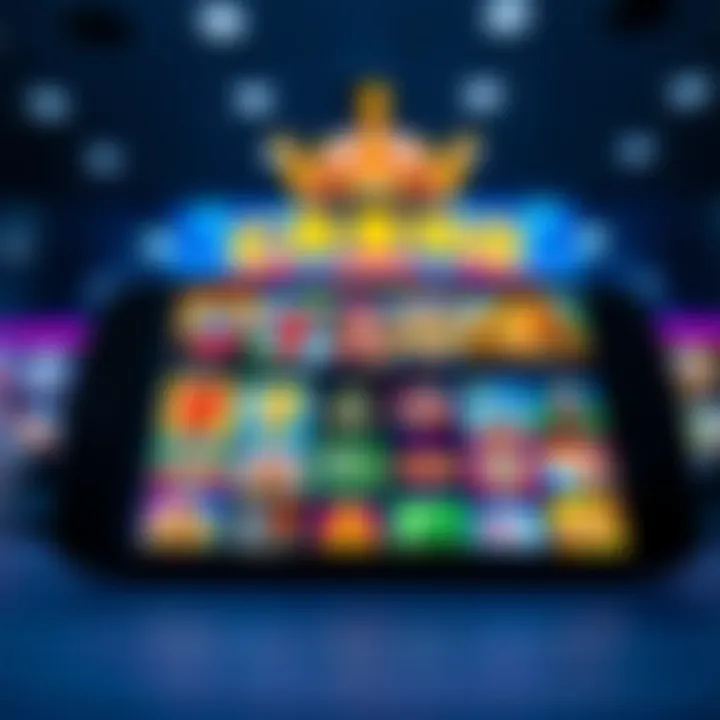 Colorful selection of casino-style games displayed on a digital device for online entertainment